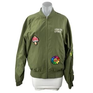 Takashi Murakami +44 Metamorphosis Green Patch Full Zip Bomber Jacket Size XS